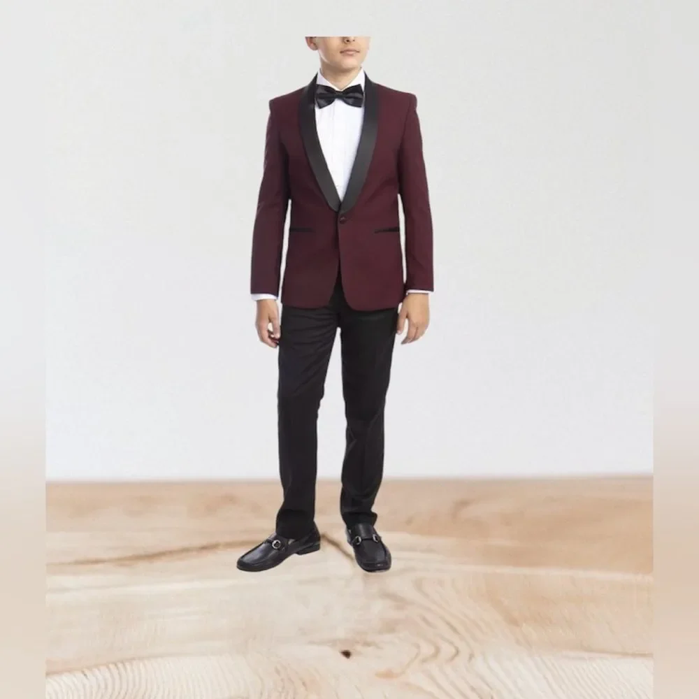 Perry Ellis Boys Burgundy Tuxedo Formal Jacket Sz 18